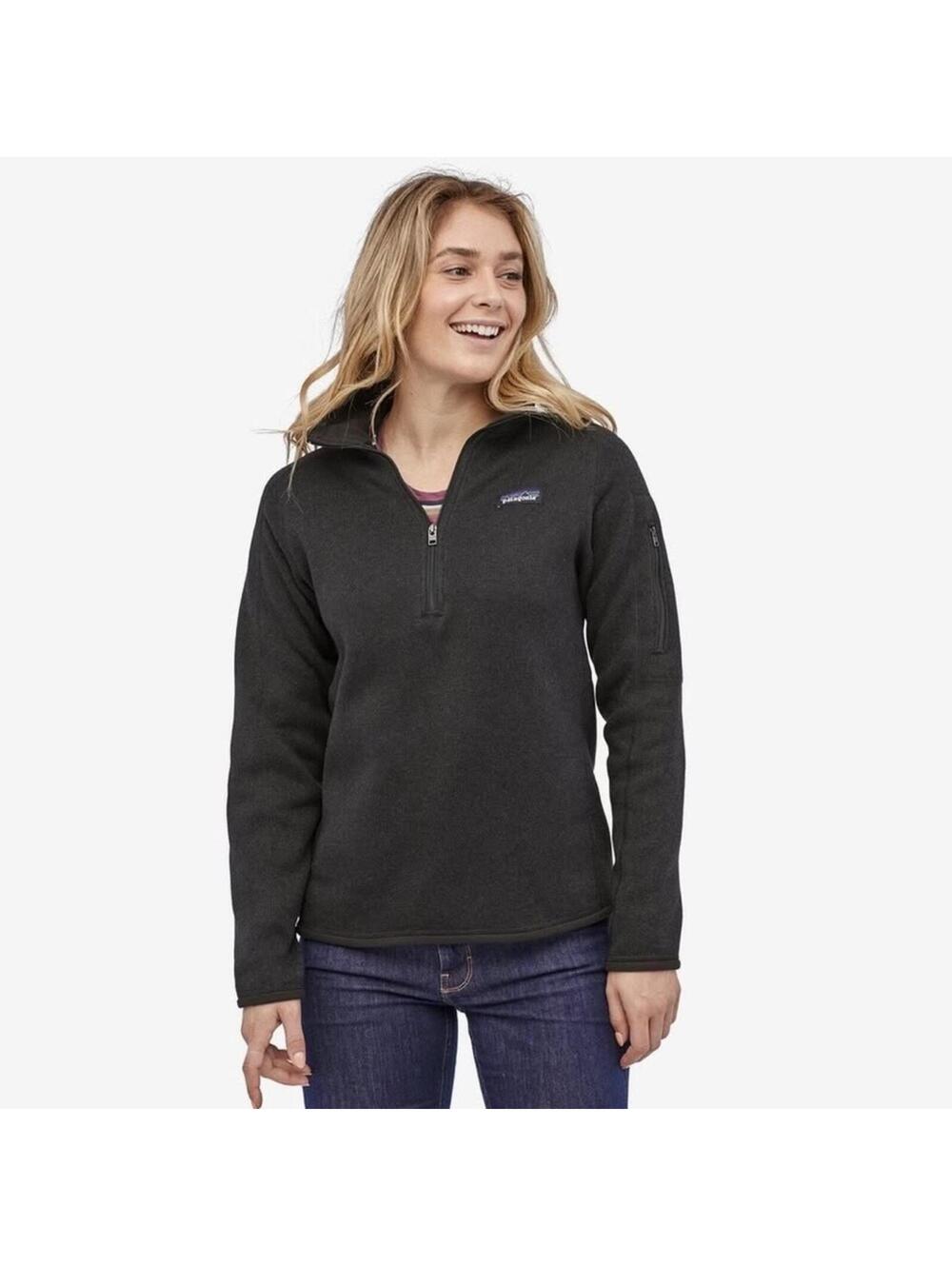 Patagonia Black Fleece 1/4 Zip Pullover Women’s Medium Light Synchilla Sweater